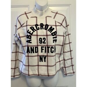 Abercrombie & Fitch Big Logo‎ Shirt Women's Small Plaid Boxy Crop Top